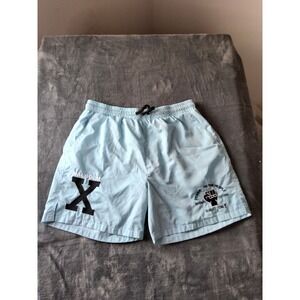 Shoe Palace x Malcolm X Power to the People Swim Shorts Blue Mens Lg JM/SP.JD.23